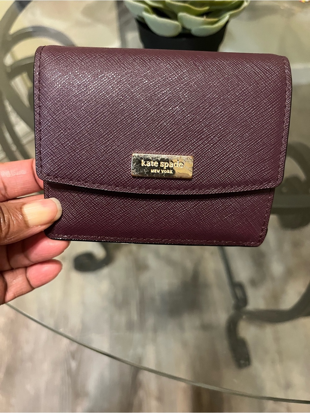 kate spade Plum Saffiano Leather Small Wallet with Gold Hardware - Picture 3 of 15